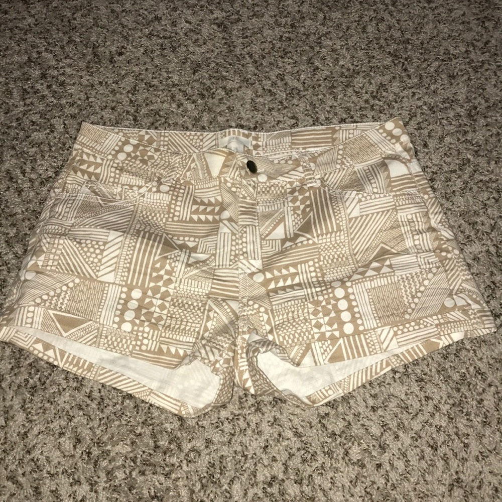 Nude and White Patterned Shorts